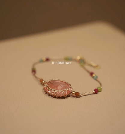 Handmade braided rope bracelet with natural stone, niche ethnic style｜Belle Jewelry