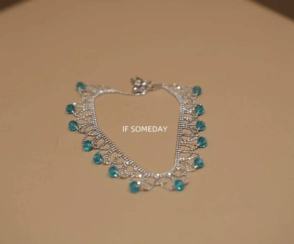 Elegant silver necklace with turquoise beads, minimalist design, perfect for gifting