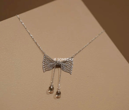 S925 スターリングシルバー ボウネックレス、優美でエレガント 防水｜Belle Jewelry