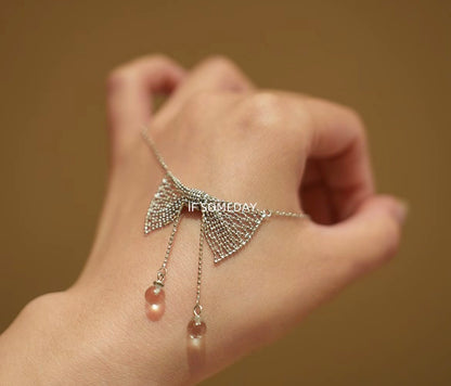 S925 スターリングシルバー ボウネックレス、優美でエレガント 防水｜Belle Jewelry