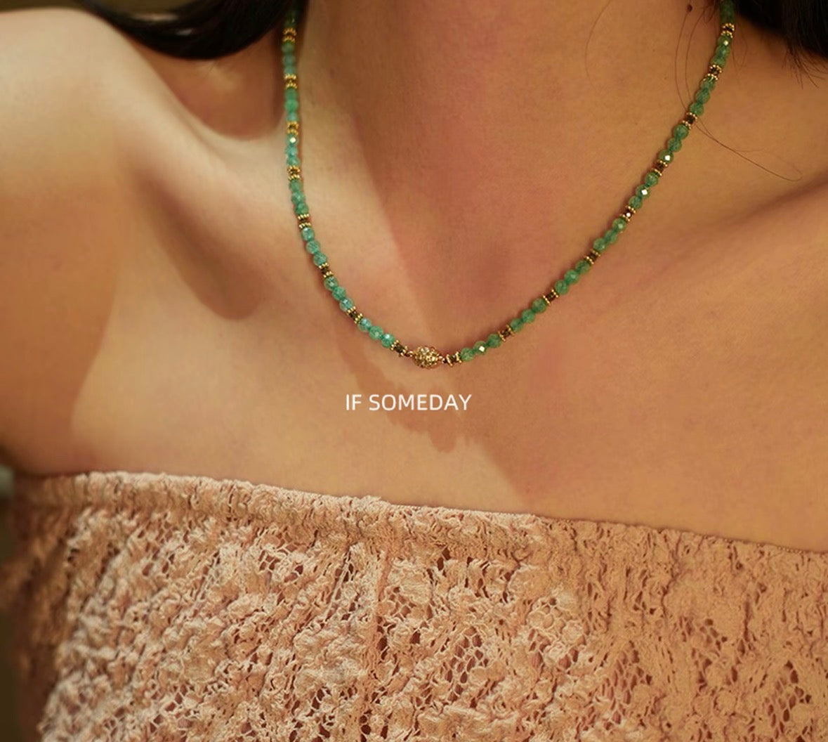 French-style handmade natural stone blue bracelets and necklaces.