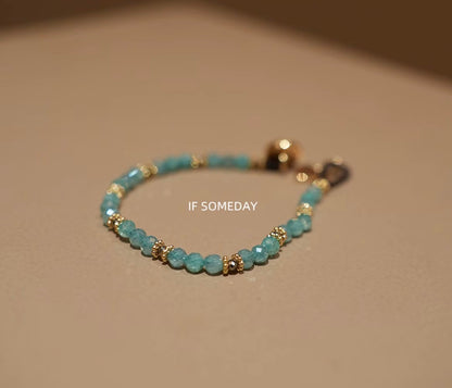 French-style handmade natural stone blue bracelets and necklaces.