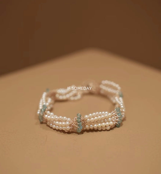 Handmade multi-layered natural freshwater pearl bracelet｜Belle Jewelry