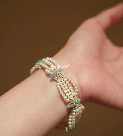 Handmade multi-layered natural freshwater pearl bracelet｜Belle Jewelry