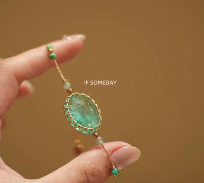 Handmade braided rope bracelet with natural stone, niche ethnic style｜Belle Jewelry