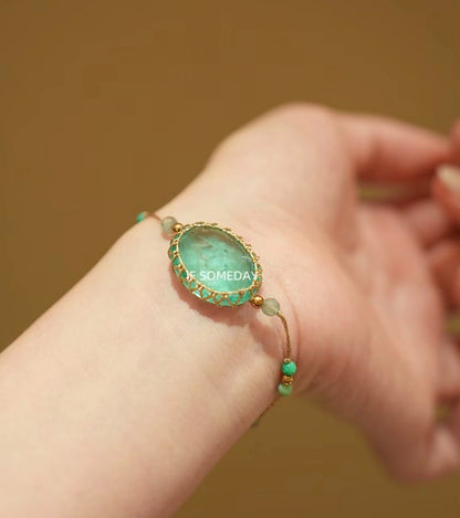 Handmade braided rope bracelet with natural stone, niche ethnic style｜Belle Jewelry