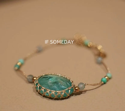 Handmade braided rope bracelet with natural stone, niche ethnic style｜Belle Jewelry