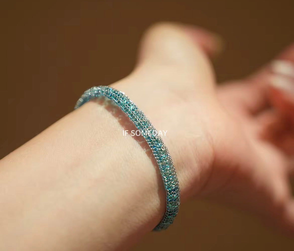 S925 Sliver handmade bracelets exquisite and versatile colorful Shiny