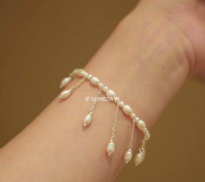 High-quality freshwater pearl tassel design bracelet