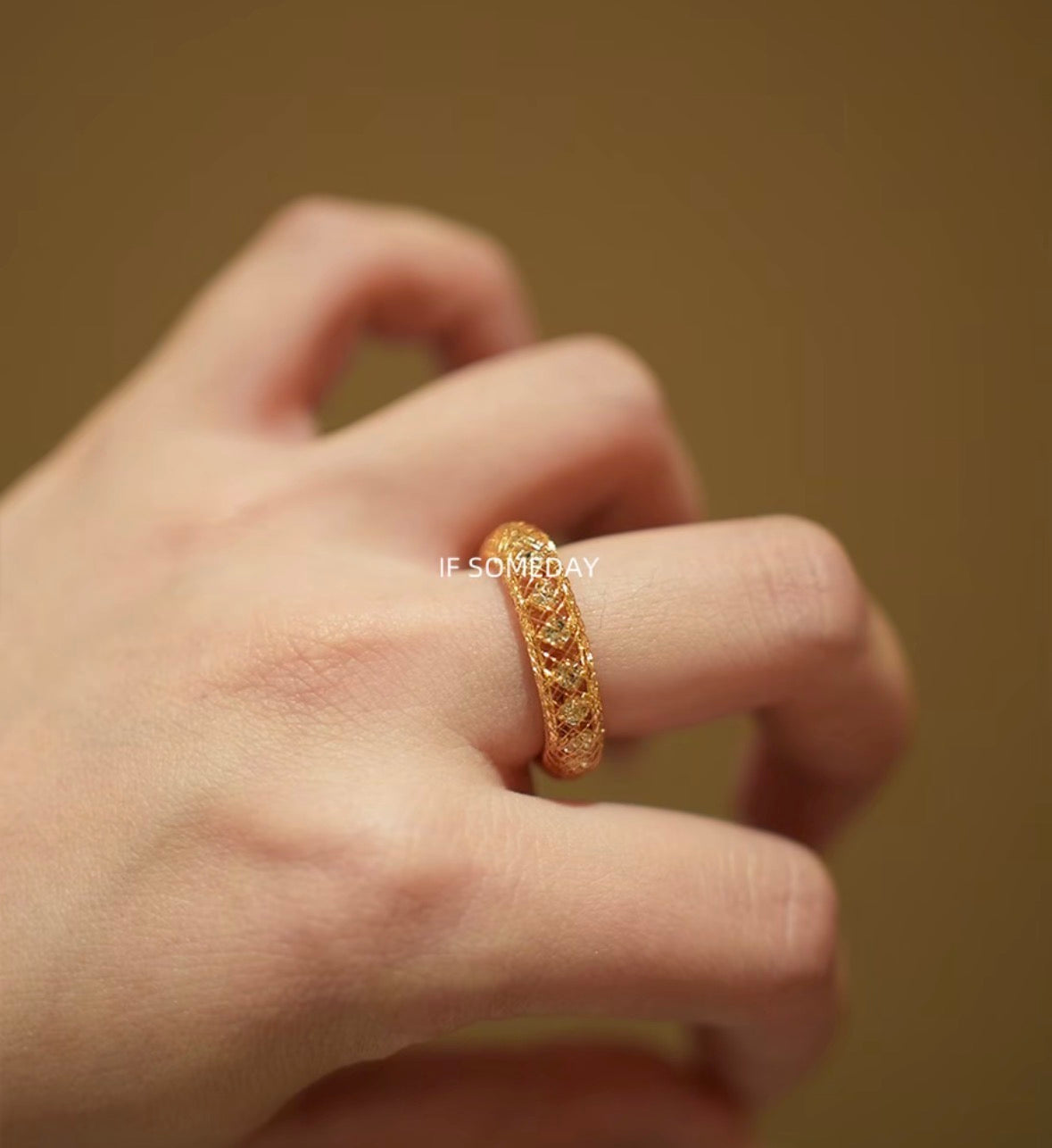 Brass rhinestone bracelet and ring wrist 13-16cm