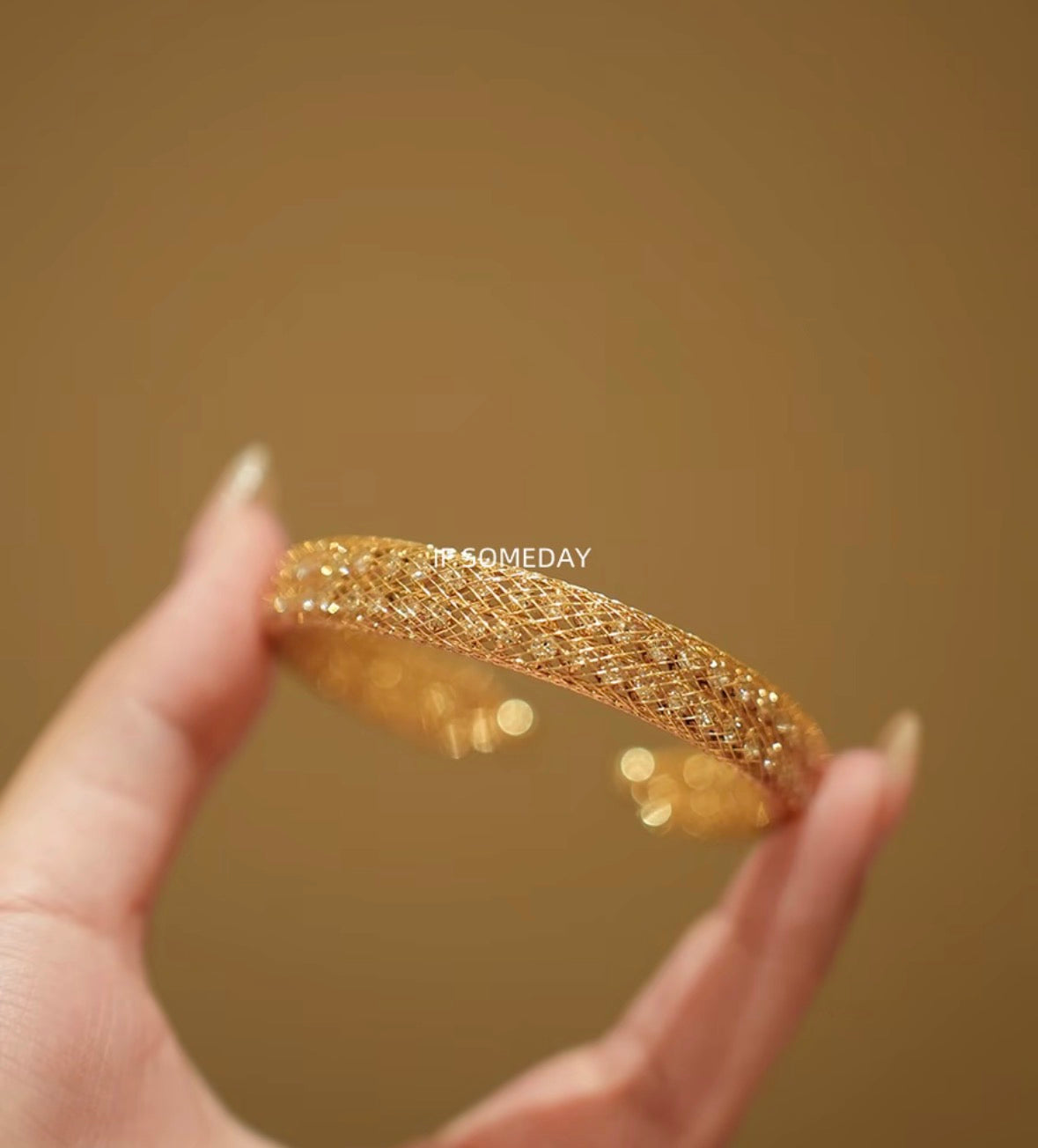 Brass rhinestone bracelet and ring wrist 13-16cm