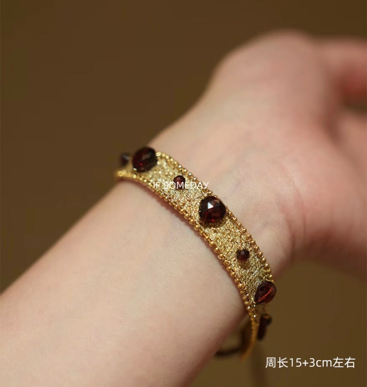 High-quality garnet handmade bracelet with imported ribbon wrist 14-18cm wrist