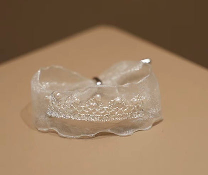 【White Moonlight】Handmade Natural Freshwater Pearl Mesh Bracelet, Wide and Narrow Versions