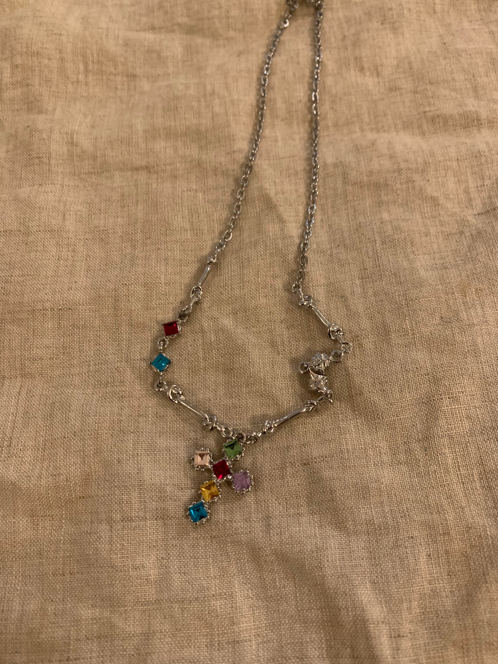 Summer hot girl style tassel necklace Alloy silver plating Alloy cross and flowers - Belle Jewelry 
