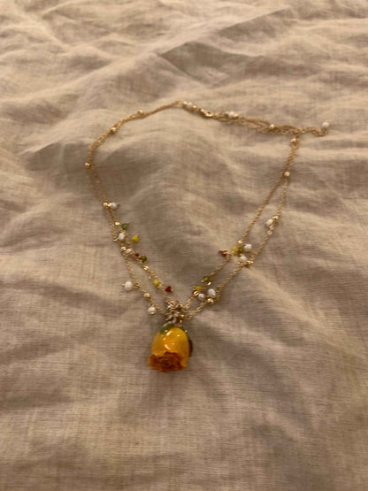 Real rose necklace and bracelet made of real flowers unique dried flowers hypoallergenic jewelry| Belle Jewelry