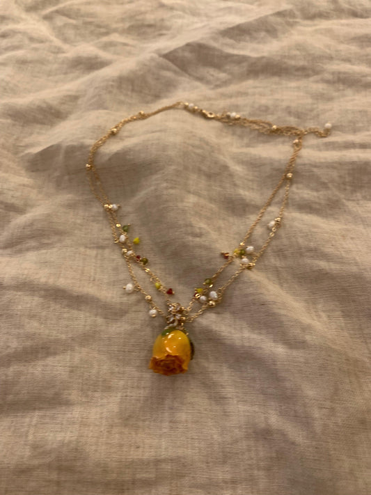 A new design Original rose necklace and bracelet made of real flowers unique - Belle Jewelry 