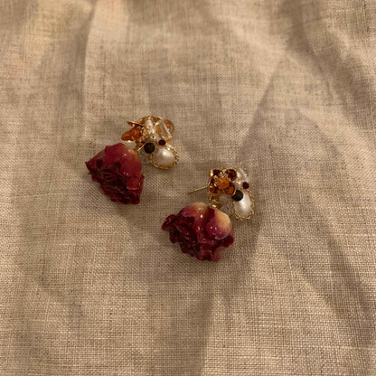 Earrings made of real flowers unique design girls