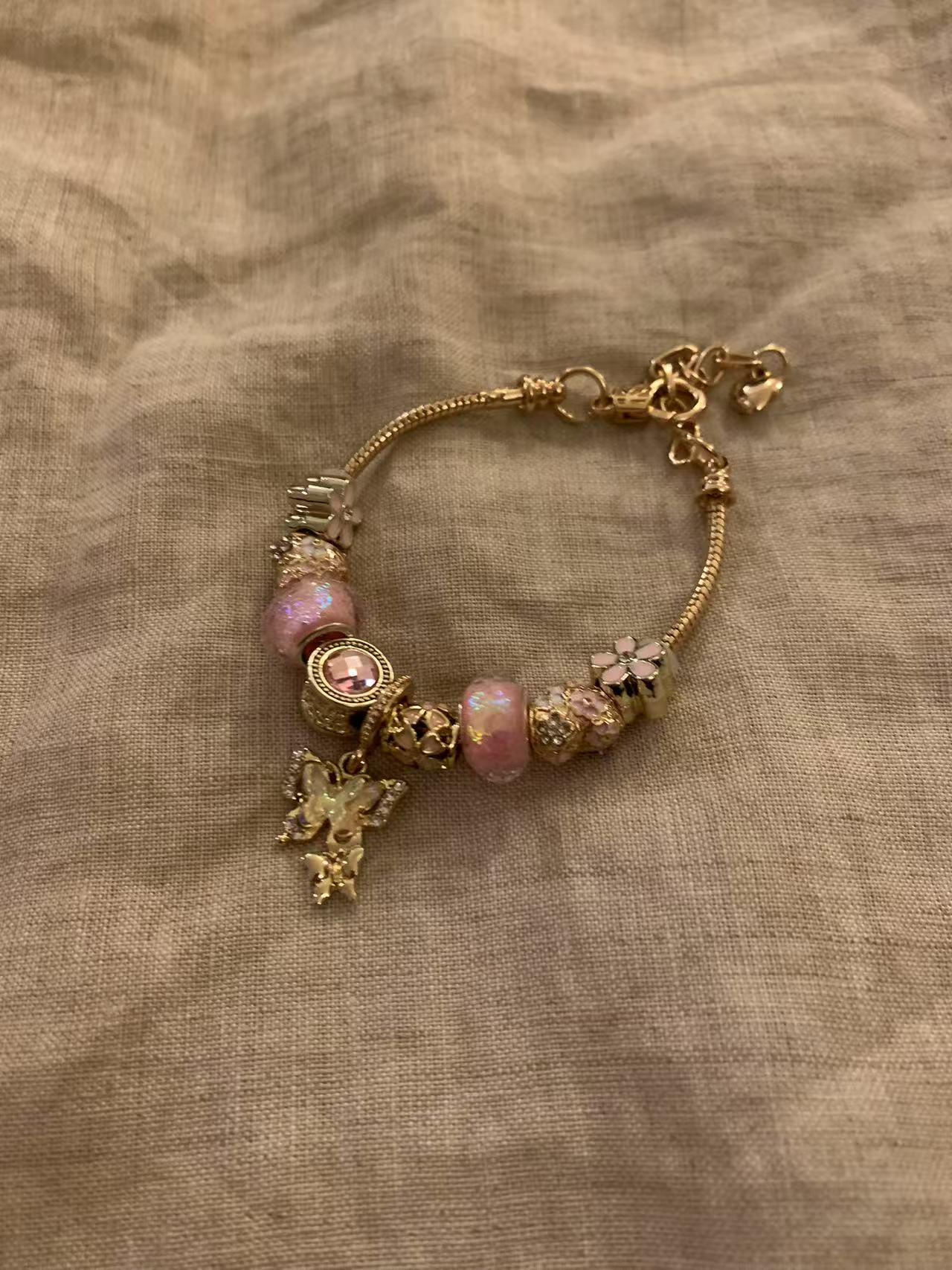 Copper alloy bracelet cute bling Heart-shaped and butterfly patterns - Belle Jewelry 