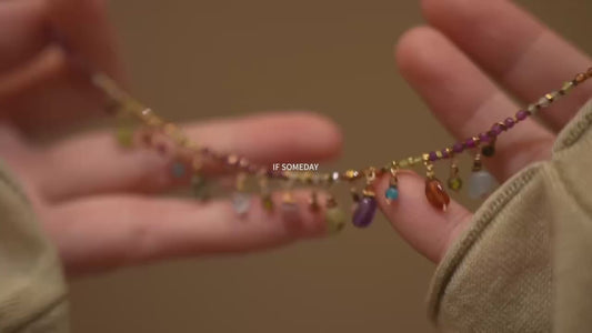 000214-Colored natural stone titanium steel chain bracelet and necklace set Original and unique designs