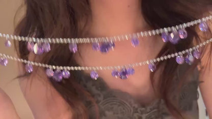 Titanium steel zircon purple teardrop necklace, versatile for everyday wear