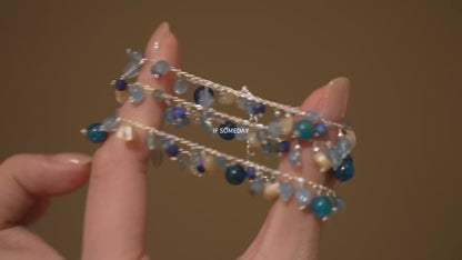 Natural gemstone aquamarine multi-gemstonehandmade bracelet and necklace｜ Belle Jewelry